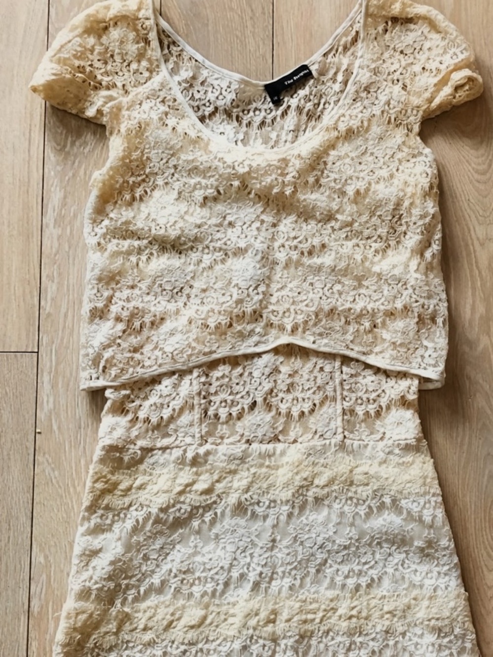 The Kooples Lace Dress – Cream – Front Zip – Cap Sleeve – Size 38 (Small)
